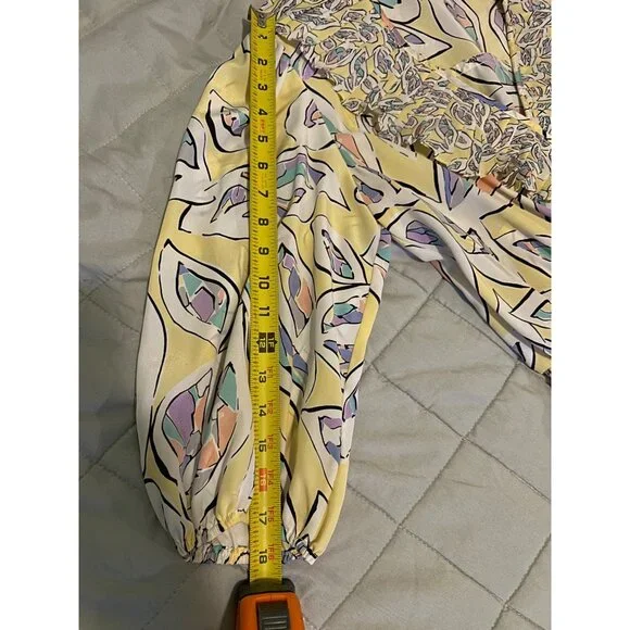 Vintage Anthony Sicari Ruffle Midi Dress Made in USA 80s Pastel Abstract Print P - Picture 6 of 12